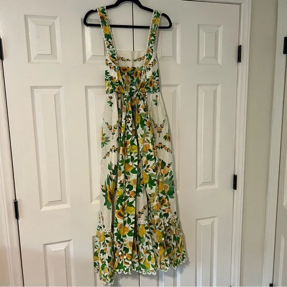 NWT Farm Rio Linen Papaya Salad Scarf Print Maxi Dress, Size XS - Picture 9 of 10